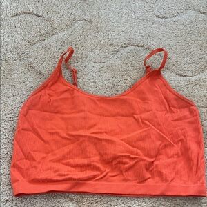 Bozzolo Orange Ribbed Crop Top